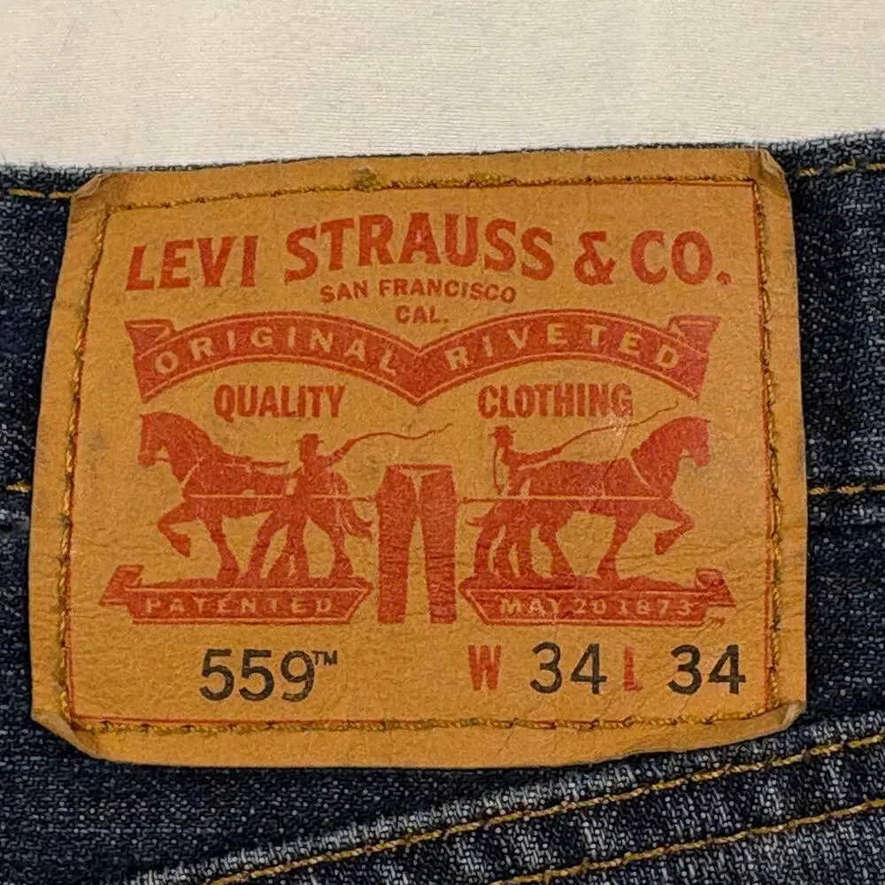 Levi's 559 Relaxed Straight Fit Jeans Men's 34x34 Blue Dark Wash Denim